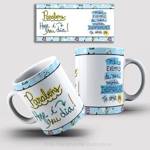 Caneca De Porcelana 325ml Decorada Feliz Aniversário Feliz Aniversário 6
