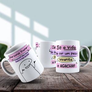 Caneca De Porcelana 325ml Flork Profissões Feminino Personal Trainer