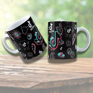 Caneca De Porcelana 325ml Tik Tok Decorada Tik Tok 4
