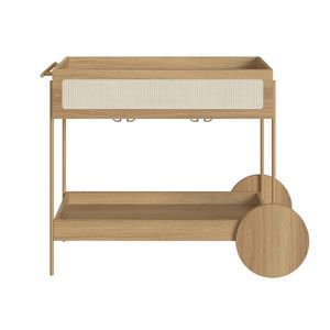 Carrinho Bar 1 Gaveta 110cm C- Porta Taças Palhinha Pé Metal Oslo Artesano | Hanover-dourado