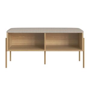Conjunto Sapateira Banco Estofada E Prateleira - Pé Metal Oslo Artesano | Hanover-dourado
