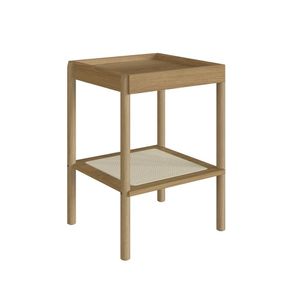Mesa Lateral Quadrada C- Prateleira 43cm Palhinha Pé Madeira Oslo Artesano | Hanover