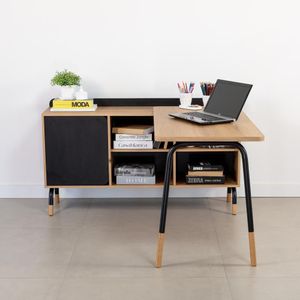 Mesa Escrivaninha 136cm Balcão Credenza 1 Gav 1 Porta 136cm Hanover-nero Home Office Flexus Artesano