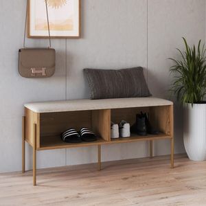 Sapateira Banco Estofada 93cm Pé Metal Oslo Artesano | Hanover-dourado