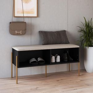 Sapateira Banco Estofada 93cm Pé Metal Oslo Artesano | Nero-dourado