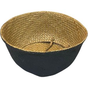 Cesta Com Alça Decorativo Em Palha 32cm Preto