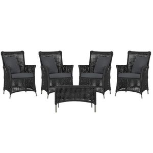 4 Poltronas e 1 Mesa Igapó Alumínio Fendi Corda Náutica E11 Preto