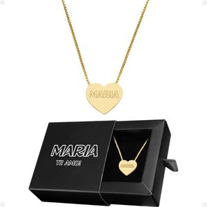 Colar Feminino Aço Dourado + Pingente Personalize Coração Social Caixa Premium Moda Edição Limitada