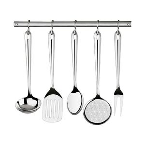 Jogo De Utensílios 5 Peças Tramontina Utility 66812700 Com Suporte De Parede Inox Inox 66812700