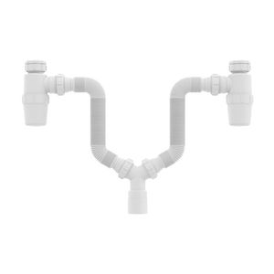 Sifão Duplo Sanfonado Extensível Censi Com Copo Horizontal Branco