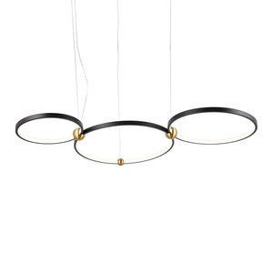 Lustre Pendente Skylight Circles 3076 Preto-dourado Led Bivolt Preto-dourado