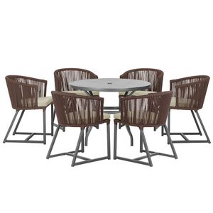 Mesa E 6 Cadeiras E Noronha Preto E7 Trama Original Marrom