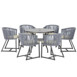 Mesa E 6 Cadeiras E Noronha Preto E7 Trama Original Prata