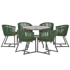 Mesa E 6 Cadeiras E Noronha Preto E13 Trama Original Verde