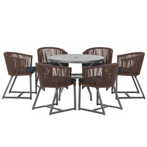 Mesa E 6 Cadeiras E Noronha Preto E12 Trama Original Marrom