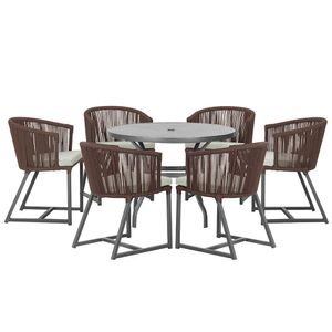 Mesa E 6 Cadeiras E Noronha Preto E3 Trama Original Marrom