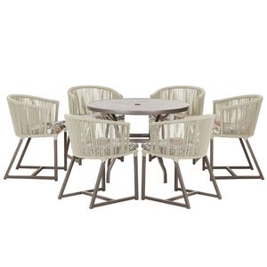 Mesa E 6 Cadeiras E Noronha Marrom E6 Trama Original Rami