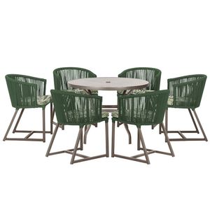 Mesa E 6 Cadeiras E Noronha Marrom E5 Trama Original Verde