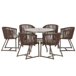 Mesa E 6 Cadeiras E Noronha Marrom E5 Trama Original Marrom