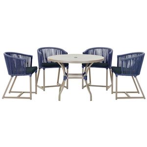 Mesa Com 4 Cadeiras E Noronha Estofado 12 Trama Original Azul