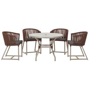 Mesa Com 4 Cadeiras E Noronha Estofado 11 Trama Original Marrom