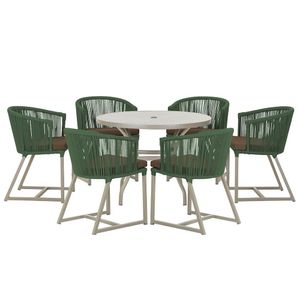 Mesa E 6 Cadeiras De Jantar Noronha Fendi E9 Trama Original Verde