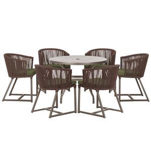 Mesa E 6 Cadeiras Jantar Noronha Marrom E13 Trama Original Marrom