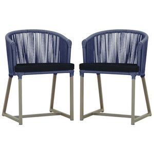 2 Cadeiras De Jantar Noronha Fendi Corda Náutica E12 Trama Azul