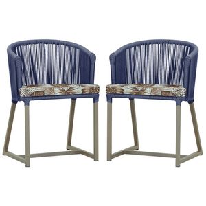 2 Cadeiras De Jantar Noronha Fendi Corda Náutica E6 Trama Azul