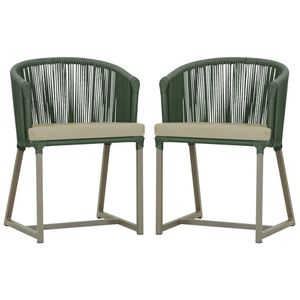 2 Cadeiras De Jantar Noronha Fendi Corda Náutica E7 Trama Verde