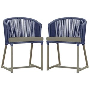 2 Cadeiras De Jantar Noronha Fendi Corda Náutica E8 Trama Azul