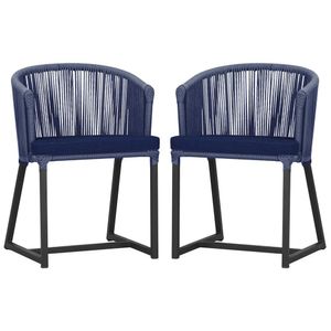 2 Cadeiras De Jantar Noronha Preta Corda Náutica E10 Trama Azul
