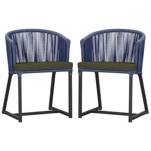 2 Cadeiras De Jantar Noronha Preta Corda Náutica E13 Trama Azul
