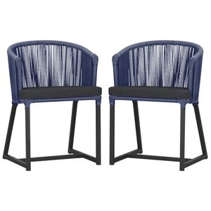 2 Cadeiras De Jantar Noronha Preta Corda Náutica E11 Trama Azul