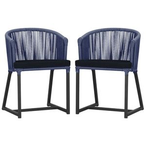 2 Cadeiras De Jantar Noronha Preta Corda Náutica E12 Trama Azul