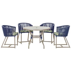 Mesa Com 4 Cadeiras E Noronha Estofado 5 Trama Original Azul