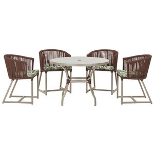 Mesa Com 4 Cadeiras E Noronha Estofado 5 Trama Original Marrom