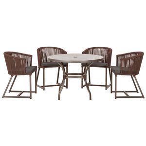 Mesa Com 4 Cadeiras E Noronha Estofado 11 Trama Original Marrom