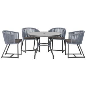 Mesa Com 4 Cadeiras E Noronha Estofado 11 Trama Original Prata