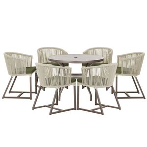 Mesa E 6 Cadeiras Jantar Noronha Marrom E13 Trama Original Rami