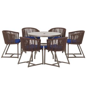 Mesa E 6 Cadeiras Jantar Noronha Marrom E10 Trama Original Marrom