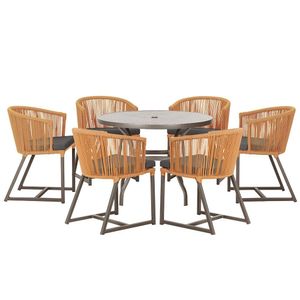 Mesa Com 6 Cadeiras Jantar Noronha Marrom E11 Trama Original Terra Cota