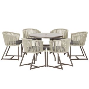 Mesa Com 6 Cadeiras Jantar Noronha Marrom E11 Trama Original Rami