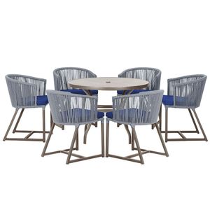 Mesa E 6 Cadeiras Jantar Noronha Marrom E10 Trama Original Prata
