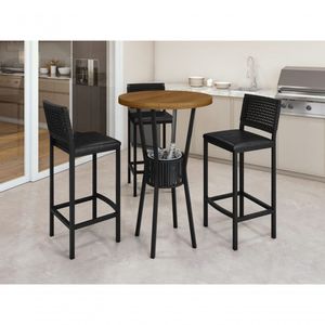 Bistrô Completo Ripado Com Cooler Com 3 Banquetas - Bar - Paonanda Decor