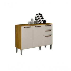 Balcão De Cozinha 3 Portas 2 Gavetas - Maísa-cinamomo/off White - Chf Móveis