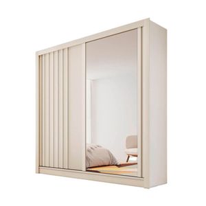 Guarda Roupa Ripado Com Espelho 2 Portas Lugano-off White Made Marcs