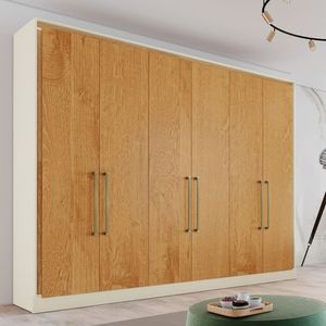 Guarda Roupa Casal 6 Portas 6 Gavetas Argos-off White-peroba Made Marcs