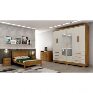Guarda Roupa Solteiro Com Espelho 6 Portas 6 Gavetas Berlim-cumaru-fendi Móveis Novo Horizonte