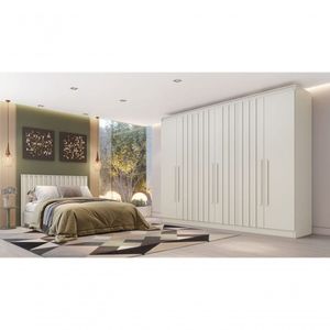 Guarda Roupa Casal Ripado 6 Portas 4 Gavetas Oxford-off White Made Marcs